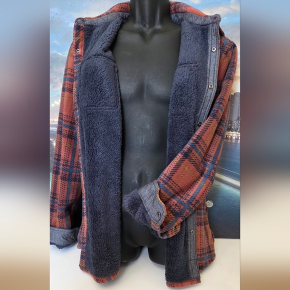 O'NEILL Rust & Navy Plaid Snap Buttons Jacket NWT - Picture 11 of 16